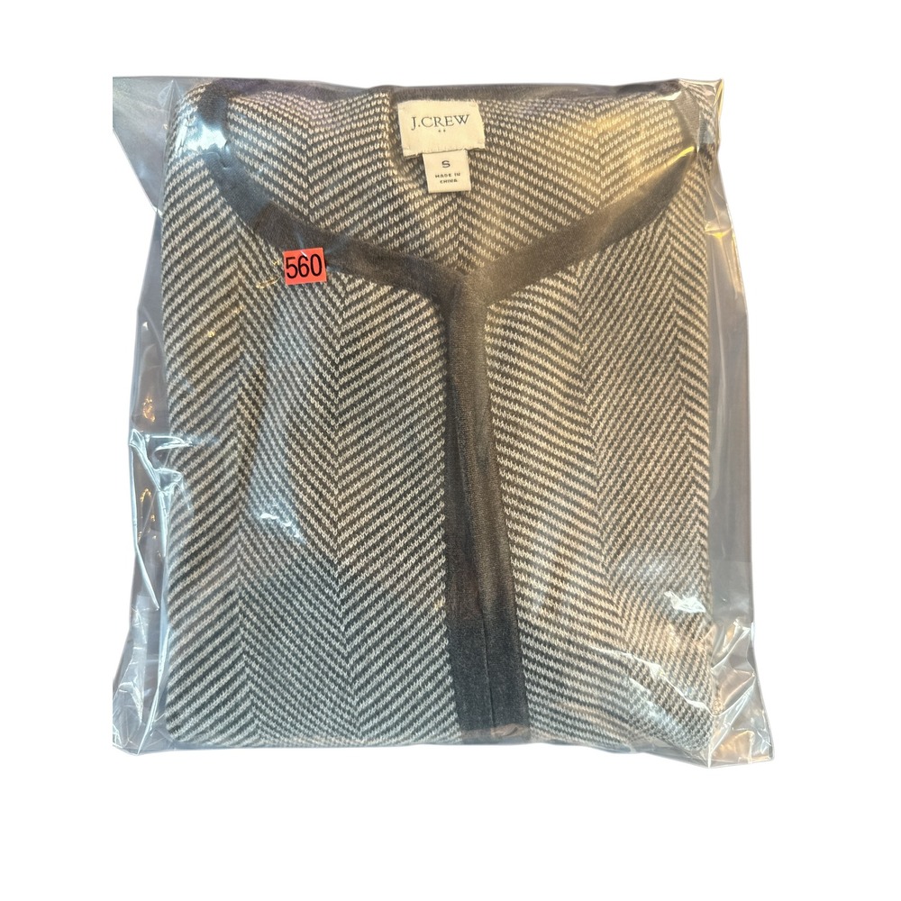 J.Crew Herringbone Coatigan Long Cardigan Jacket Charcoal Gray S - Picture 8 of 8